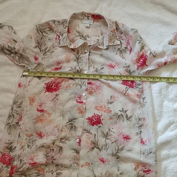 j.jill Sheer Long Sleeve Silk Blend Blouse - Picture 6 of 10